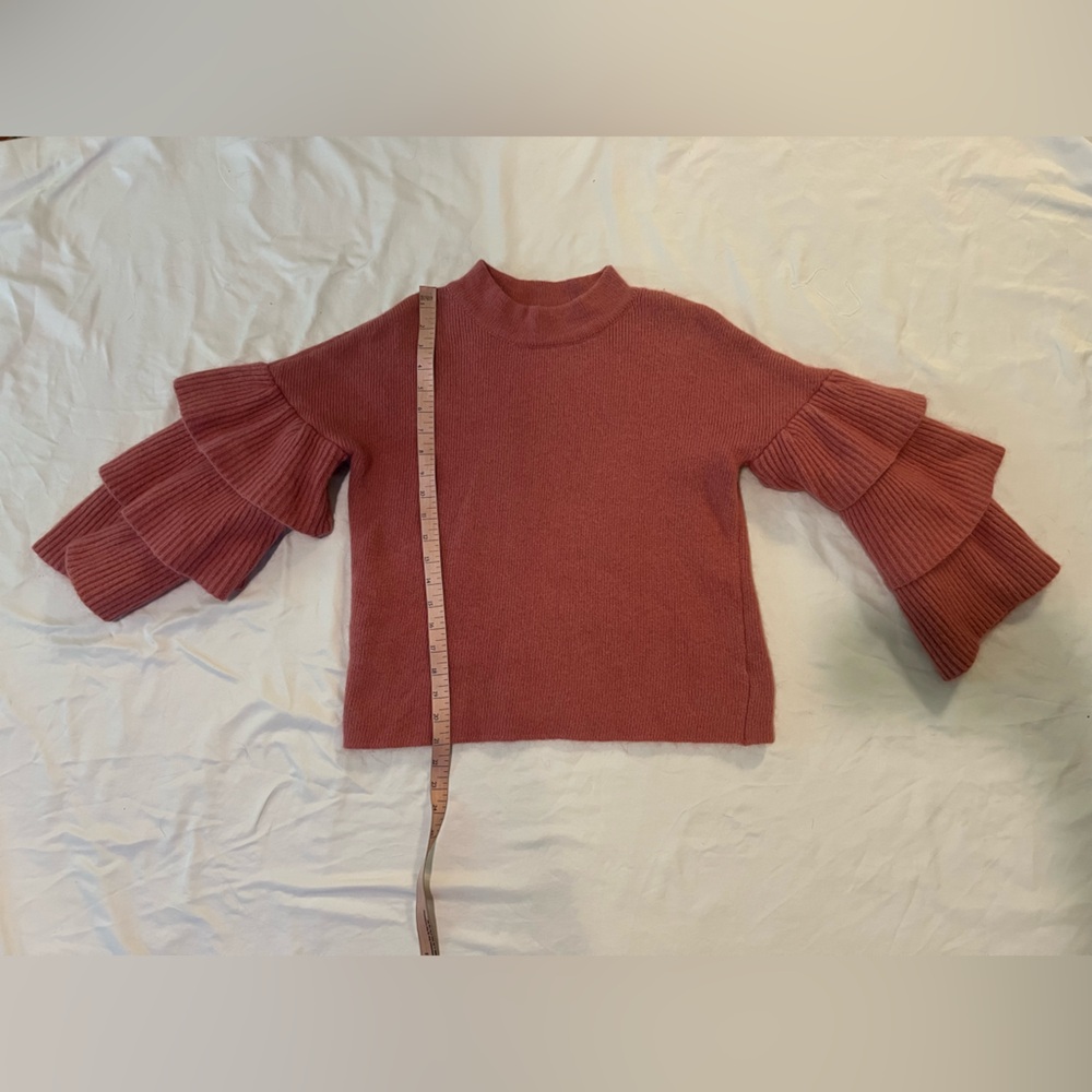 Ruffled Sleeve Sweater in Dusty Rose